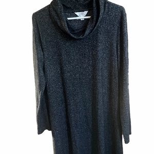 Cowl neck sweater dress.